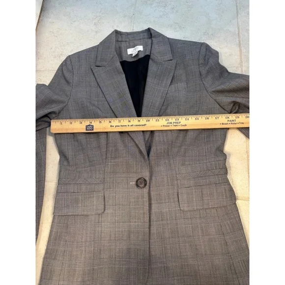 LOFT Glen‎ Plaid One-Button Blazer Gray Workwear Jacket Size 8 - Picture 7 of 7